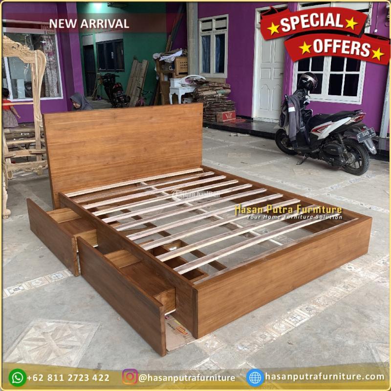 Tempat Tidur Jati 160x200 Dipan Laci Minimalis