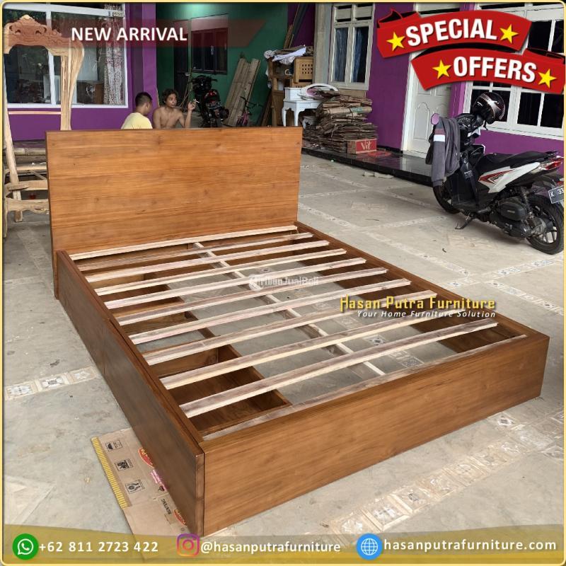 Tempat Tidur Jati 160x200 Dipan Laci Minimalis