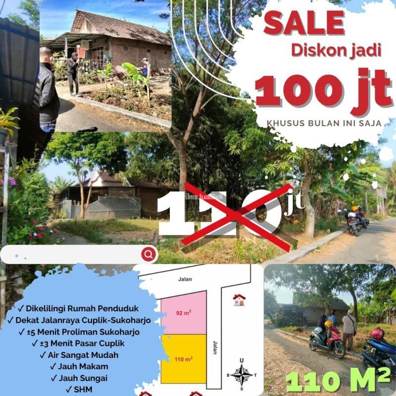 Dijual Tanah Pekarangan Siap Bangun Luas 114m Lokasi Strategis - Sukoharjo Jawa Tengah