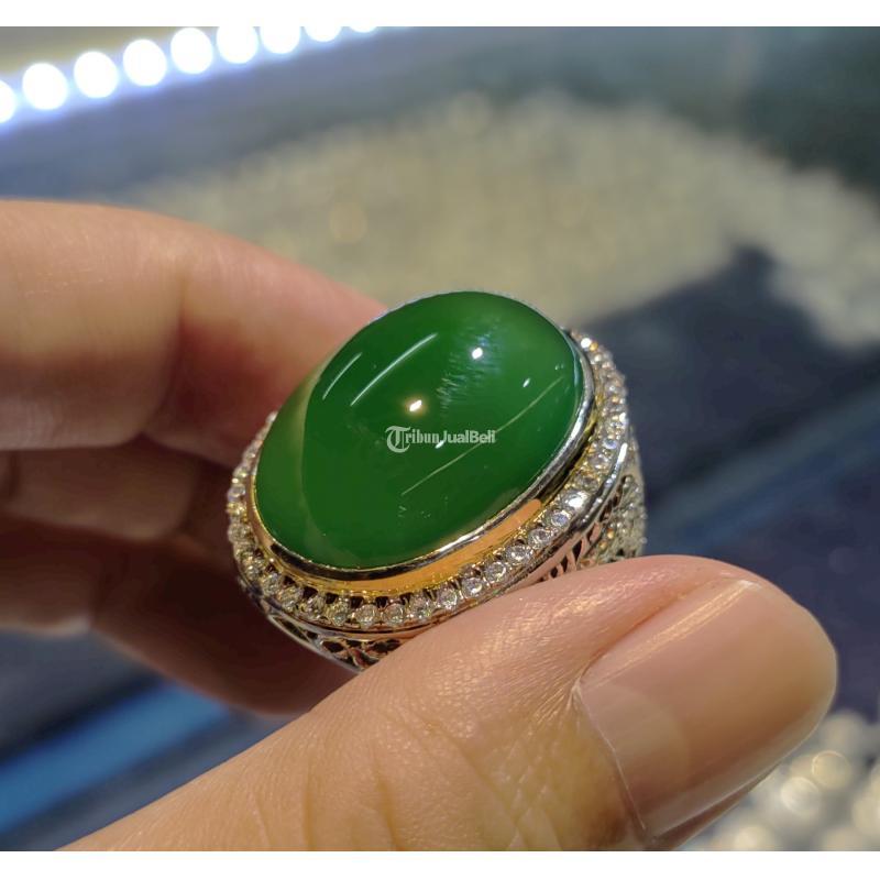 Batu Bacan Doko Hijau Botol HQ BC081 Body Kaca Super Klimis Ikatan Perak Mewah