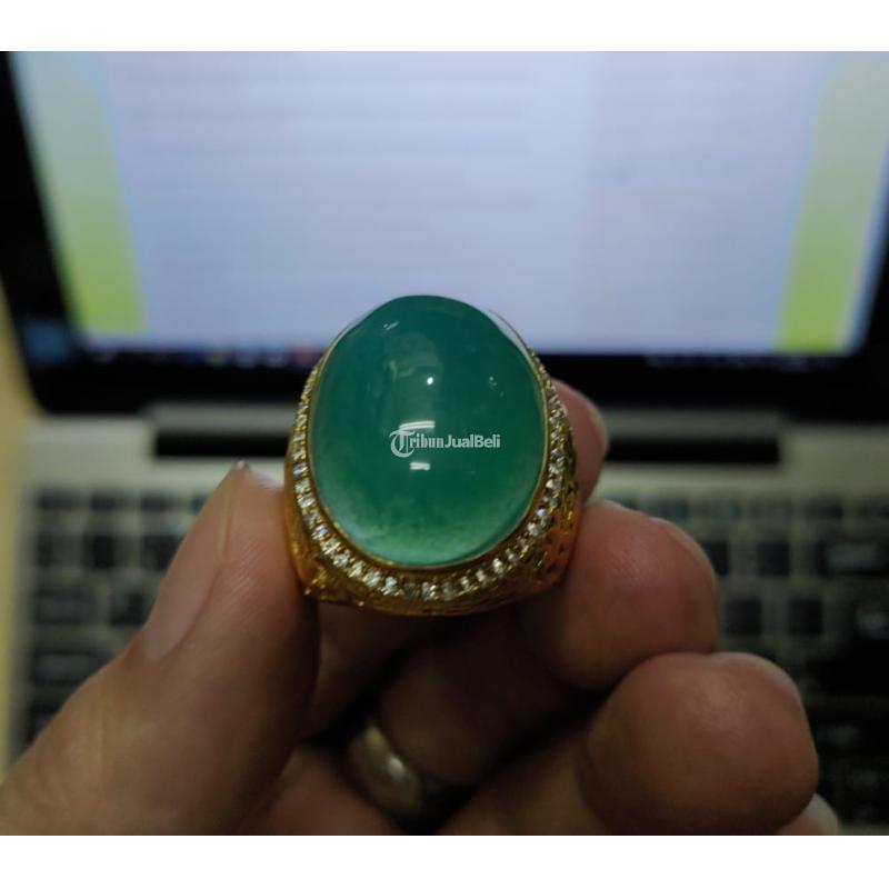 Batu Bacan Doko Relaxa Super HQ BC079 Hijau Segar Body Kaca Ikatan Perak