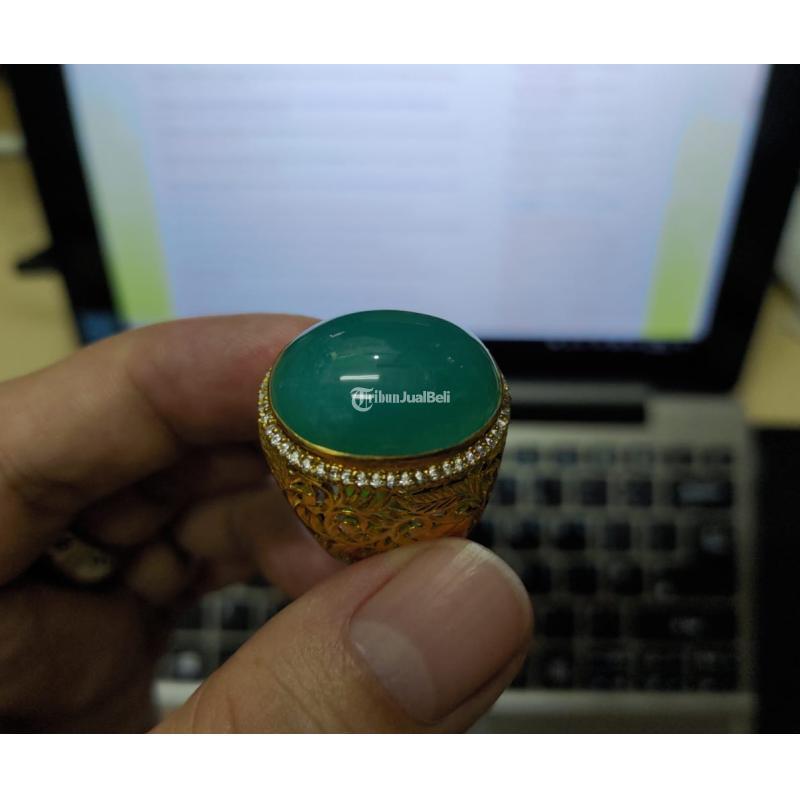 Batu Bacan Doko Relaxa Super HQ BC079 Hijau Segar Body Kaca Ikatan Perak