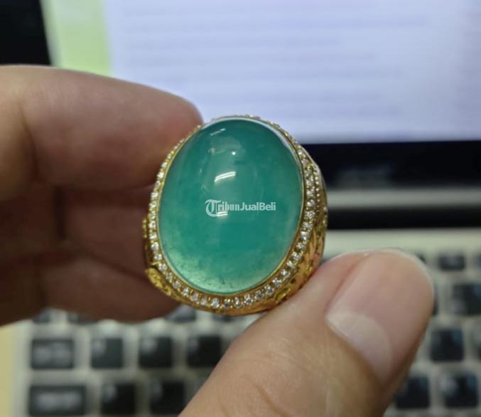 Batu Bacan Doko Relaxa Super HQ BC079 Hijau Segar Body Kaca Ikatan Perak