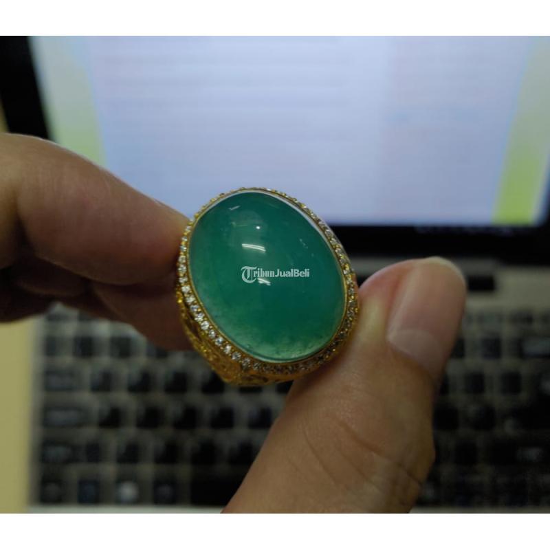 Batu Bacan Doko Relaxa Super HQ BC079 Hijau Segar Body Kaca Ikatan Perak