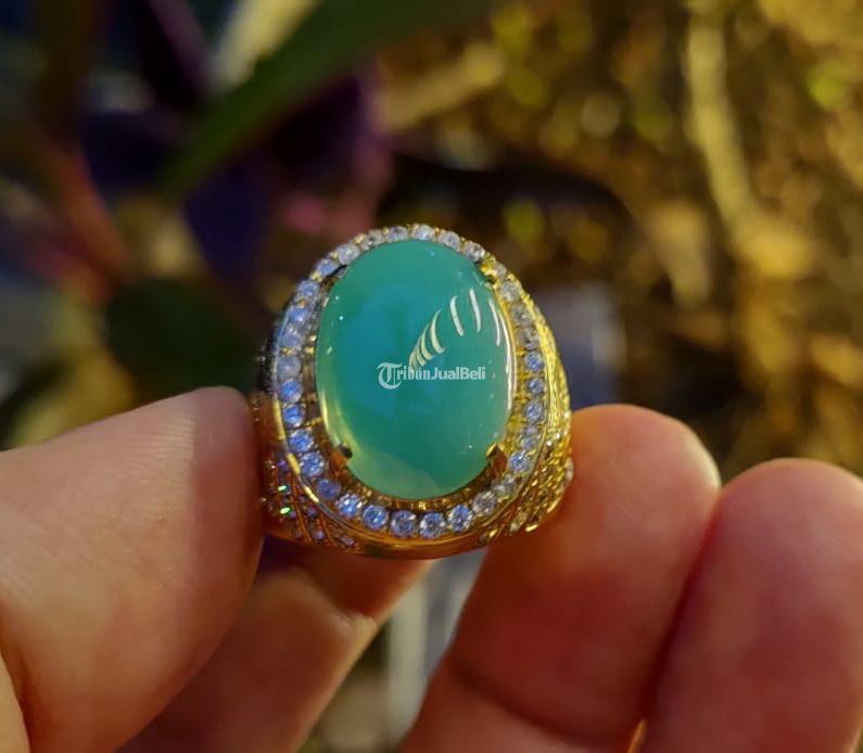 Batu Bacan Doko Relaxa HQ BC077 Warna Hijau Segar Body Kaca Ikatan Perak Mewah - Jakarta Pusat