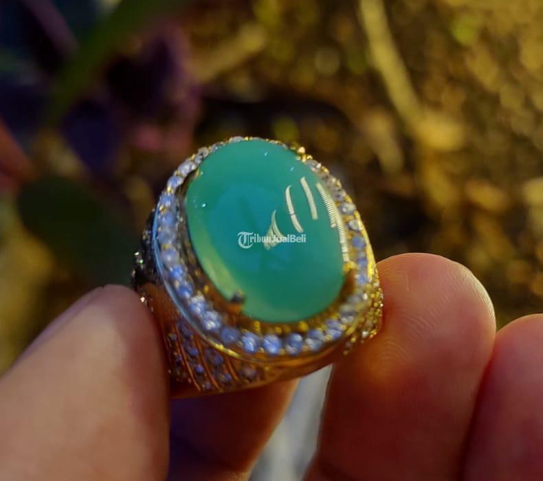 Batu Bacan Doko Relaxa HQ BC077 Warna Hijau Segar Body Kaca Ikatan Perak Mewah - Jakarta Pusat