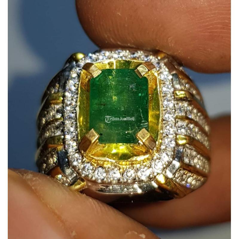 Batu Permata Natural Zamrud Emerald Beryl ZR013 Ikatan Perak Mewah Tabur - Jakarta Pusat