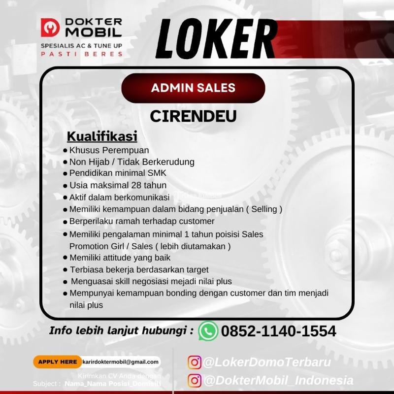 Terbaru Loker Lowongan Kerja SPG Bengkel Mobil di Cirendeu 2024 by Dokter Mobil - Jakarta Utara