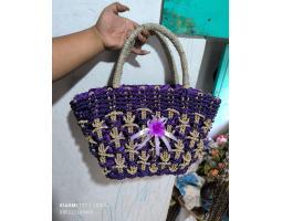 Seagrass Bag Ungu Bunga Cantik - Bangli