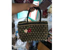 Summer Bag dari Pandan Asli Cantik Warna Hitam - Karangasem