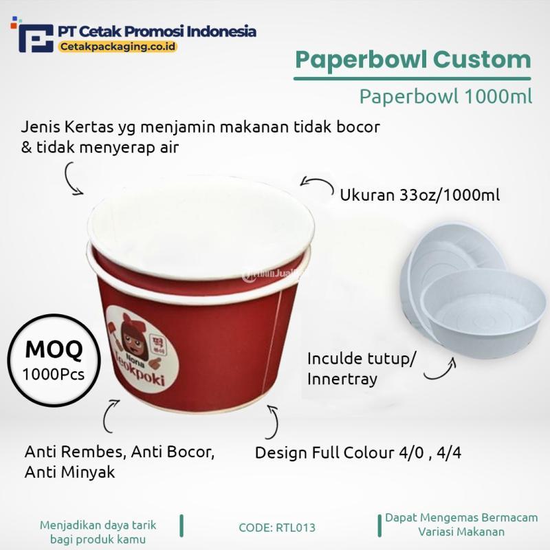 Cetak Cup Nasi Mangkok Kertas Custom 1000ml Include Tutup Terdekat - Surabaya