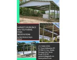 Konstruksi Baja Berat WF untuk Gudang Lapangan Olahraga Futsal Badminton - Kapuas