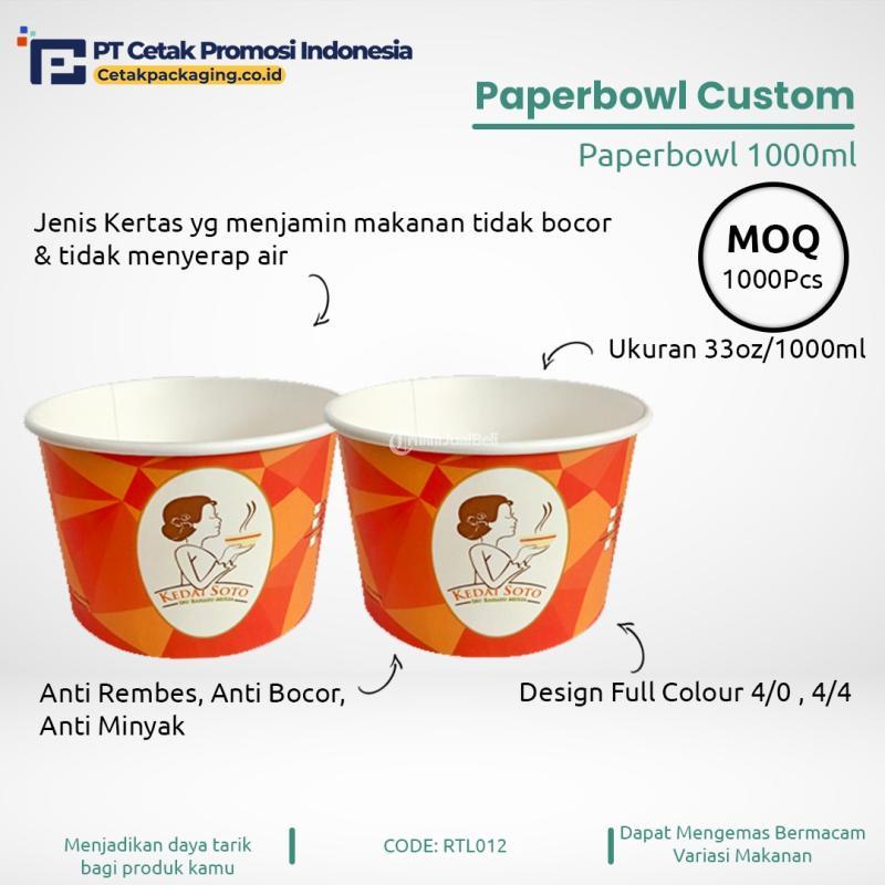 Kemasan Makanan Eco Friendly Rice Bowl 1000ml Cetak Custom Tanpa Tutup Terdekat - Surabaya