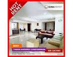 Disewakan Apartemen Luas 176 m2 Combined Unit, Taman Anggrek Condominium, Fully Furnished, 4 Bedrooms - Jakarta Barat