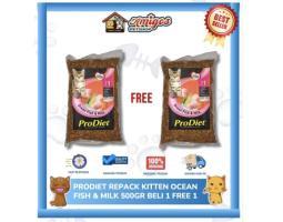 Repack Pro Diet Kitten Ocean Fish dan Milk 500gr - Makassar
