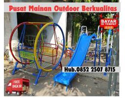 ayunan Besi Bulat dan Mainan Perosotan Outdoor - Gianyar 