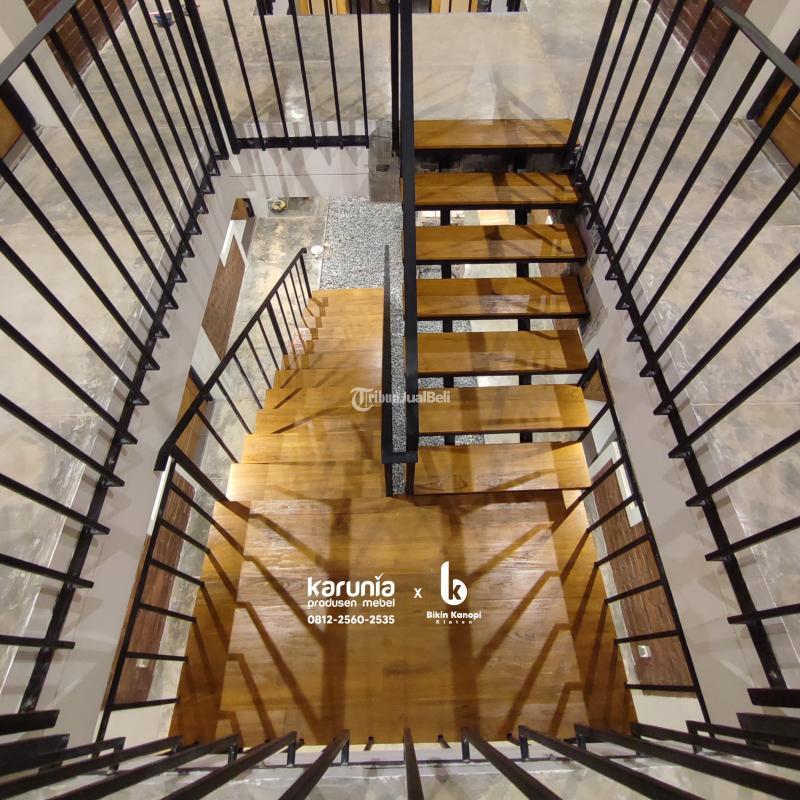 Jasa Bikin Model Pagar Tangga Besi Alas Kayu Jati di Sukoharjo Tribun