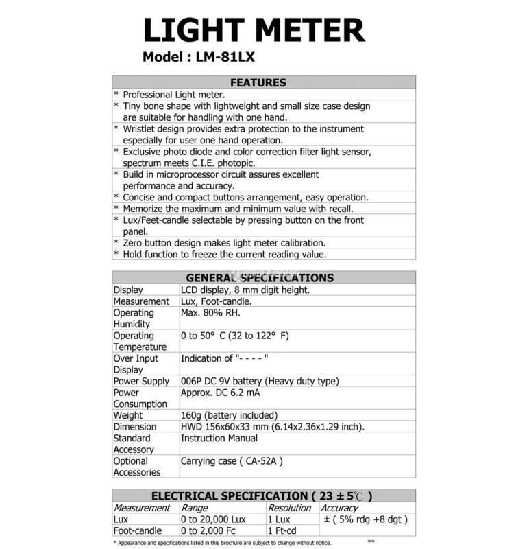 Lutron LM-81LX Lux Meter - Jakarta Selatan