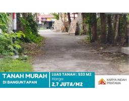 Dijual Tanah Murah Luas 533m SHM Di Jogja, Banguntapan, Bantul 50 Meter Jalan Pleret - Bantul