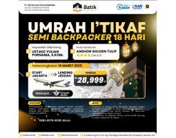 Umroh Semi Backpacker Itikaf Akhir Ramadhan 18 Hari Berangkat 16 Maret 2025 - Jakarta Pusat