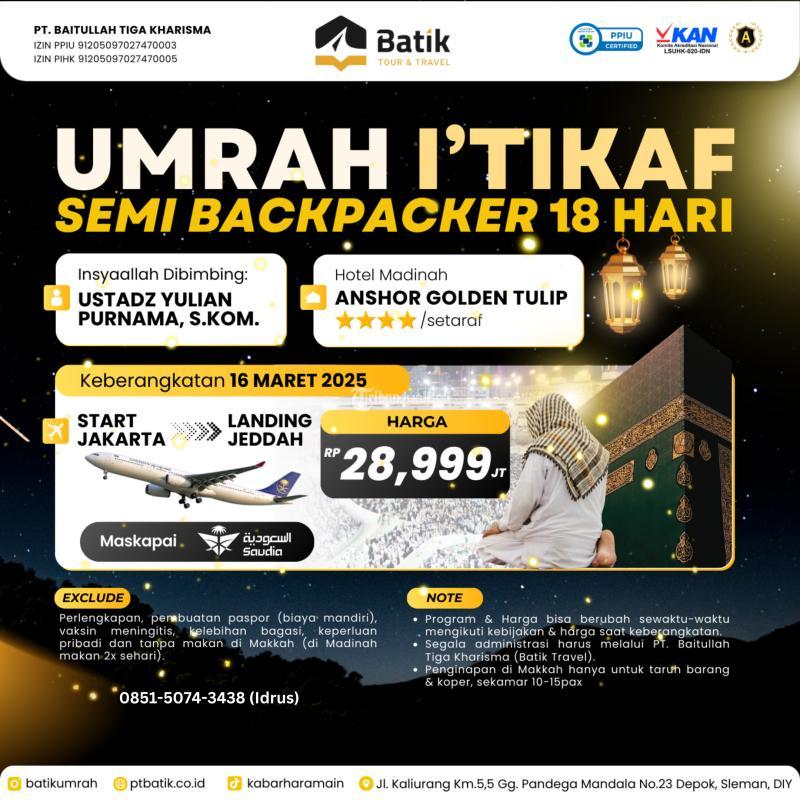 Umroh Semi Backpacker Itikaf Akhir Ramadhan 18 Hari Berangkat 16 Maret 2025 - Jakarta Pusat