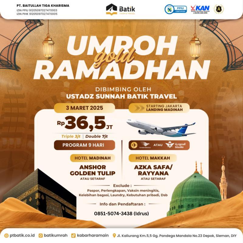 Umroh GOLD 5 Awal Ramadhan 3 Maret 2025 9 Hari PLUS Kereta Cepat Terbaik  - Jakarta Pusat