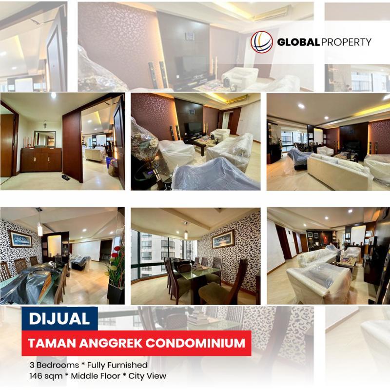 Apartemen Luas 146 m2 di Taman Anggrek Condominium 3 Bedrooms, Fully Furnished, Middle Floor - Jakarta Barat