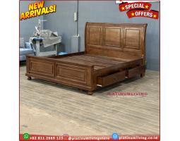 Tempat Tidur Jati 180x200 Laci 2 Dipan Divan Jati Asli - Jepara 