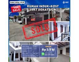 Dijual Rumah Induk  Kost 14 Kamar di Jl. Palagan KM 6,5 Dekat UGM, 400m dari Ringroad - Sleman