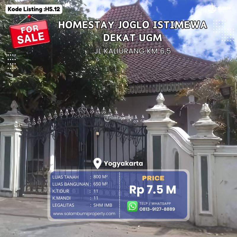 Jual Homestay Joglo Adem Nyaman Luas 800 m2 Dekat UGM, Jl. Kaliurang Km 7 - Sleman