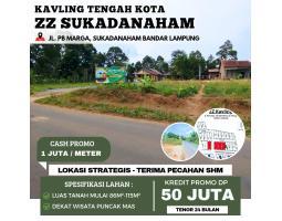 Jual Tanah Luas 154 m2 SHM Murah Pinggir Jalan Sukadanaham Tanjung Karang Barat Dekat Puncak Mas - Bandar Lampung