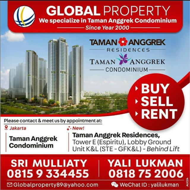 Disewakan Apartemen Fully Furnished Good Condition, Taman Anggrek Residences 3 Bedrooms, High Floor - Jakarta Barat