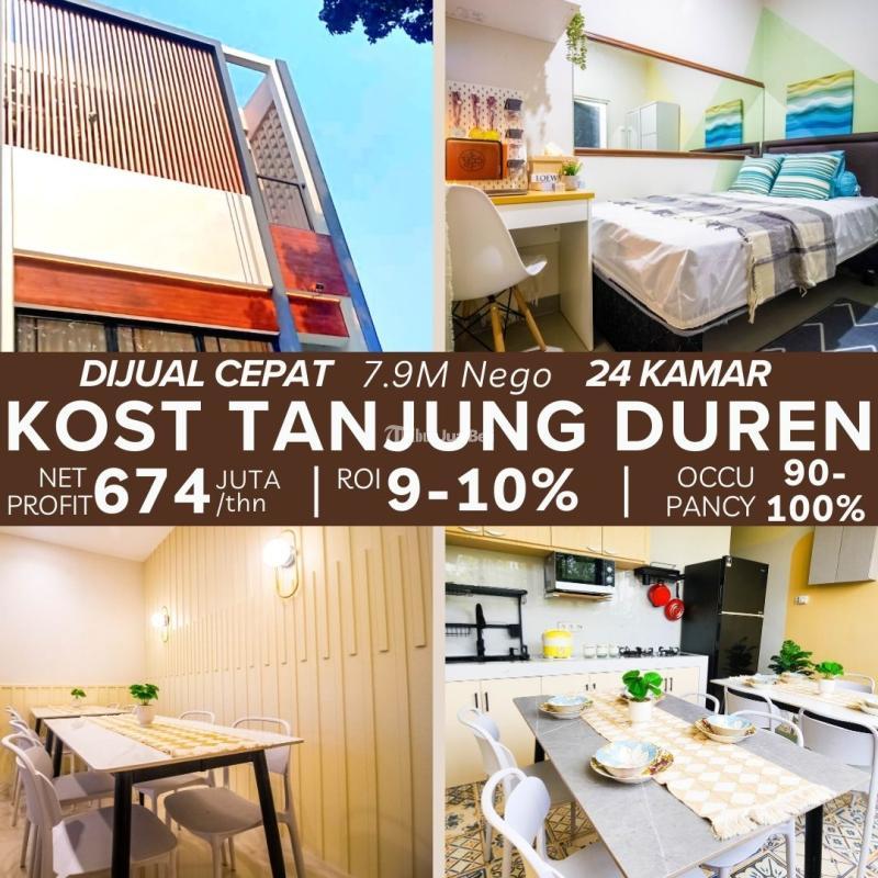 Dijual Rumah Kost, 24 Kamar, Hadap Barat, Kamar Terisi Penuh, Dekat GOR Tanjung Duren - Jakarta Barat
