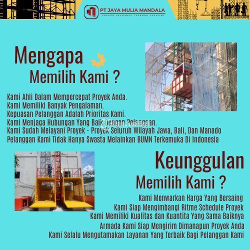 Lift Barang Proyek Sewa Murah - PT. Jaya Mulia Mandala - Pekanbaru