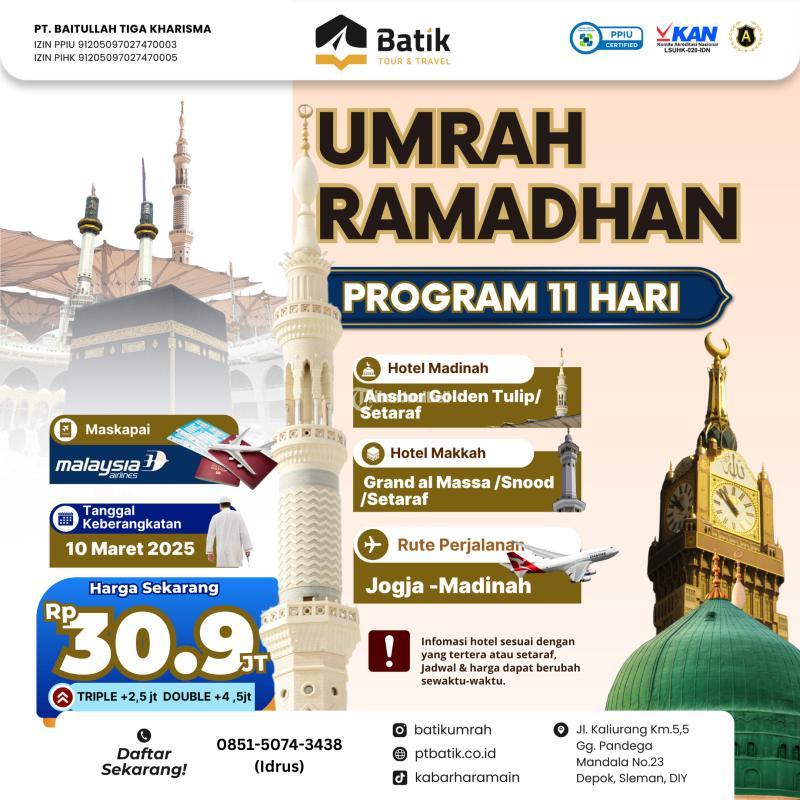 Umroh Ramadhan 10 Maret 2025 11 Hari - Yogyakarta