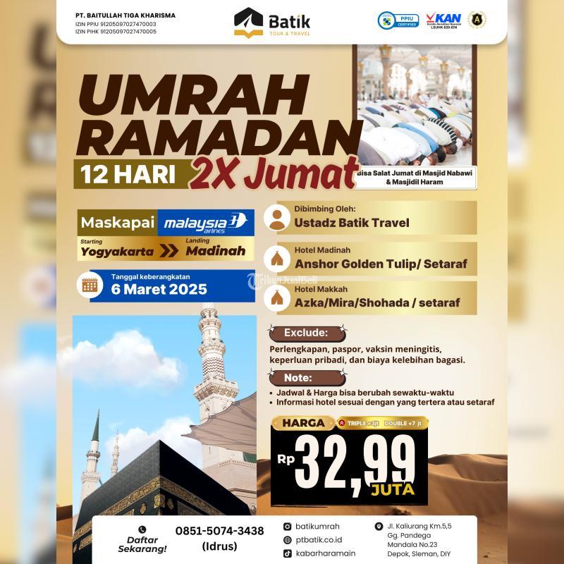 Umroh Awal Ramadhan 6 Maret 2025 12 Hari 2x Jumat - Yogyakarta