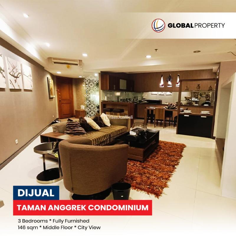Dijual Apartemen Fully Furnished di Taman Anggrek Condominium 3 Bedroom, Middle Floor - Jakarta Barat