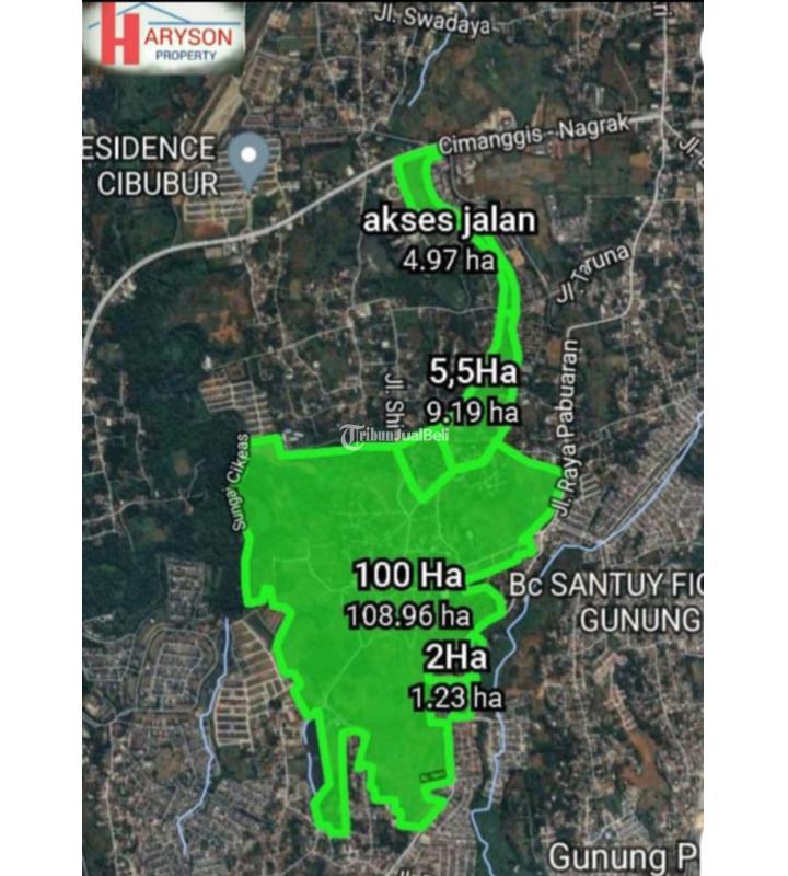 Dijual Tanah Luas 120 Hektar di Gunung Putri - Bogor