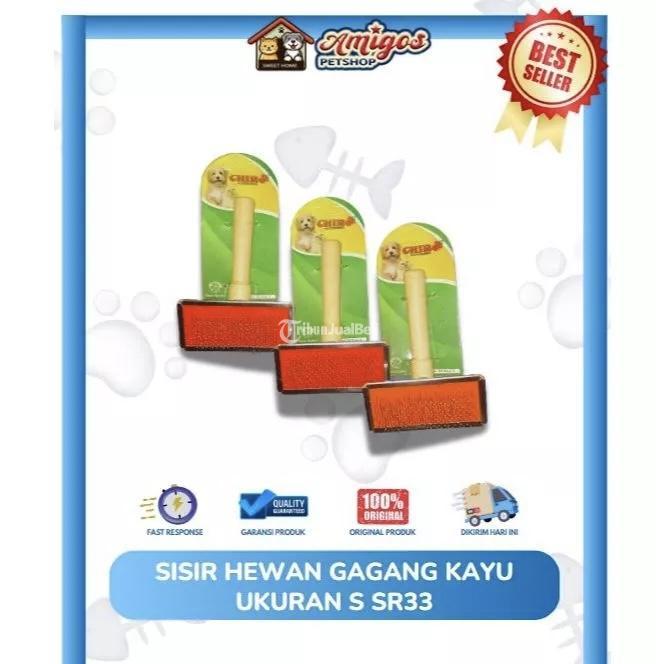 Sisir Hewan Gagang Kayu Ukuran S SR49-Amigos Petshop - Makassa