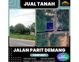 Dijual Tanah Kavling, Luas 822m2, SHM, Cocok Bangun Ruko, Gudang, Cafe, Kost, Siap Bangun, di Parit Demang - Pontianak