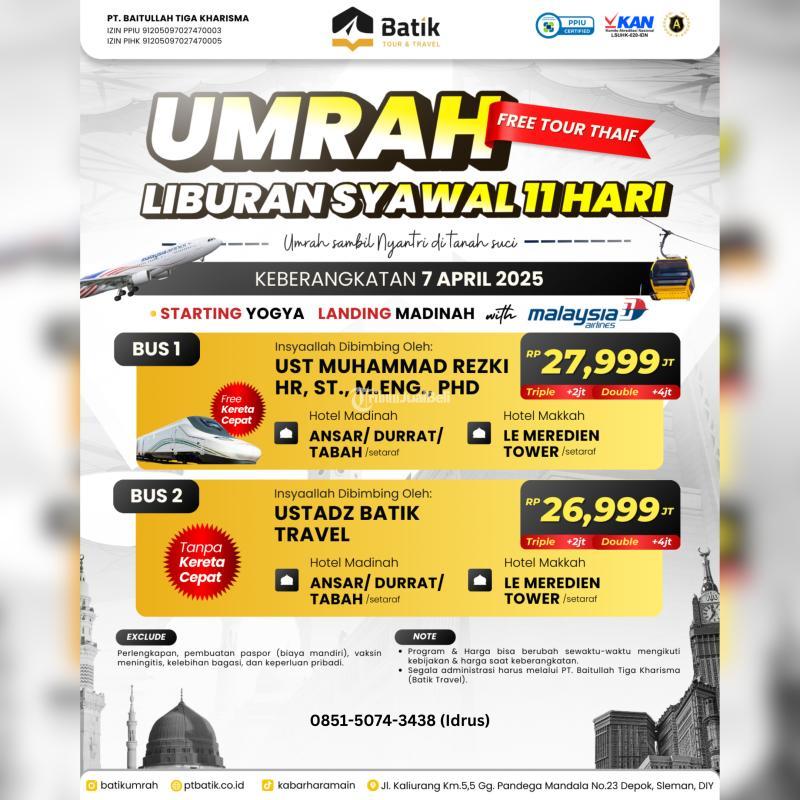Umroh Liburan Syawal 7 April 2025 11 Hari Free Thaif - Yogyakarta