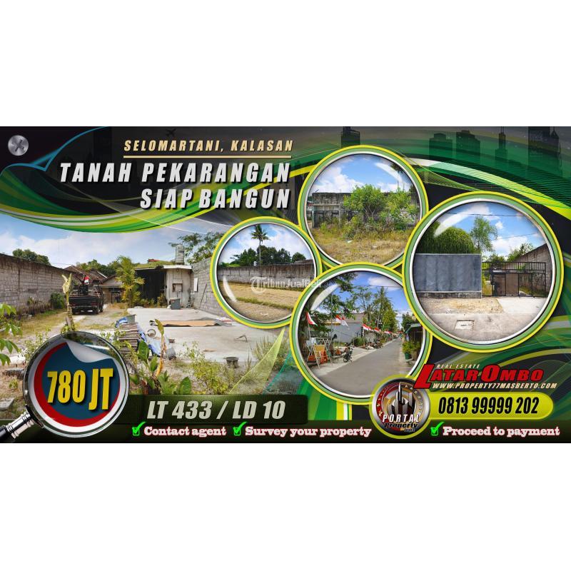 Dijual Tanah Pekarangan, Luas 433m2, Siap Bangun, Jauh Dari Sutet, Hadap Timur, Legalitas SHMP, Sleman - Yogyakarta