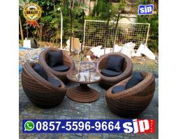 Pengrajin 1 Set Sofa Bulat Rotan Sintetis - Batu