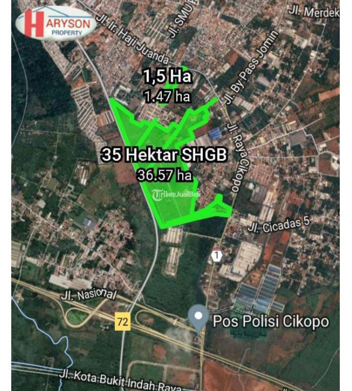 Tanah Industri Luas 35 Hektar SHGB - Purwakarta