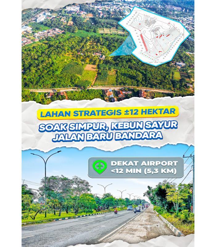 Tanah 12 Hektar di Soak Simpur Jalan Baru Bandara Sukarami Palembang