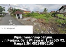 Tanah Siap bangun. Jln.Penjara. Gang Wijayasari. Luas 665 M2.  Harga 3.5M.