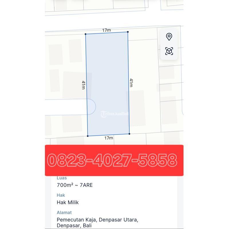 Tanah 700 m2 kawasan perumahan area jl Buluh Indah Gatsu Barat Denpasar