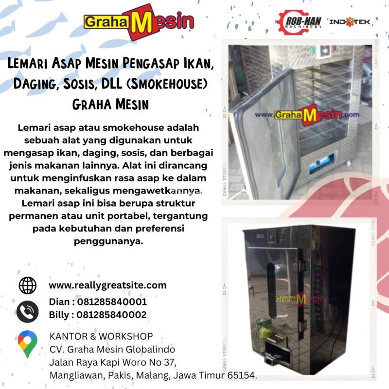 Lemari Asap Mesin Pengasap Ikan, Daging, Sosis, DLL Smokehouse Tebaru dari Graha Mesin - Malang Jawa Timur