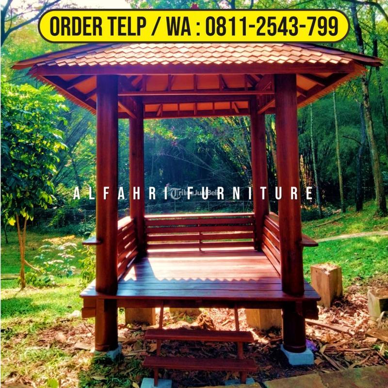 Rumah Gazebo Minimalis 2x2 Kayu Kelapa Atap Sirap di Bandung Jawa Barat ...