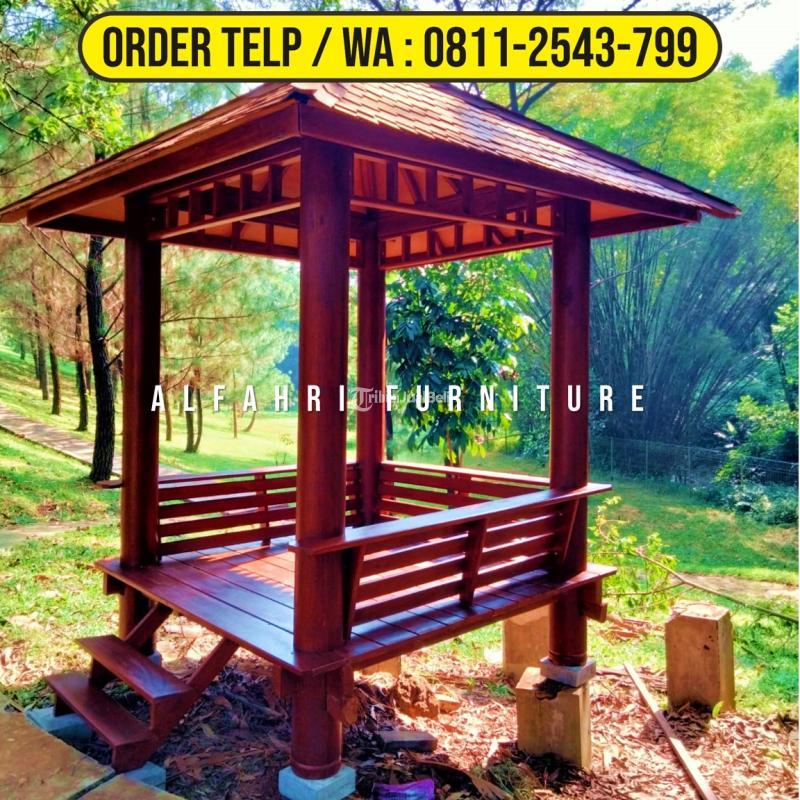 Rumah Gazebo Minimalis 2x2 Kayu Kelapa Atap Sirap di Bandung Jawa Barat ...